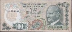 6.Emisyon 2.Tertip 100 Lira F38 635781 Çok Temiz+
