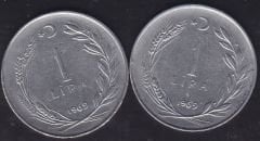 1969 Yılı 1 Lira (Ters Düz Takım)
