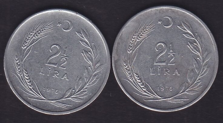 1976 Yılı 2.5 Lira (Ters Düz Takım)