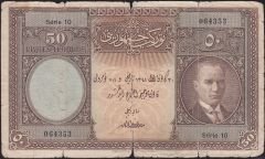 1.Emisyon 50 Lira Seri 10 064353 Temiz