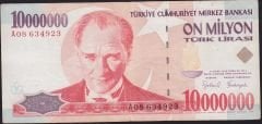7.Emisyon 10 000 000 Lira A08 634923 Çok Temiz