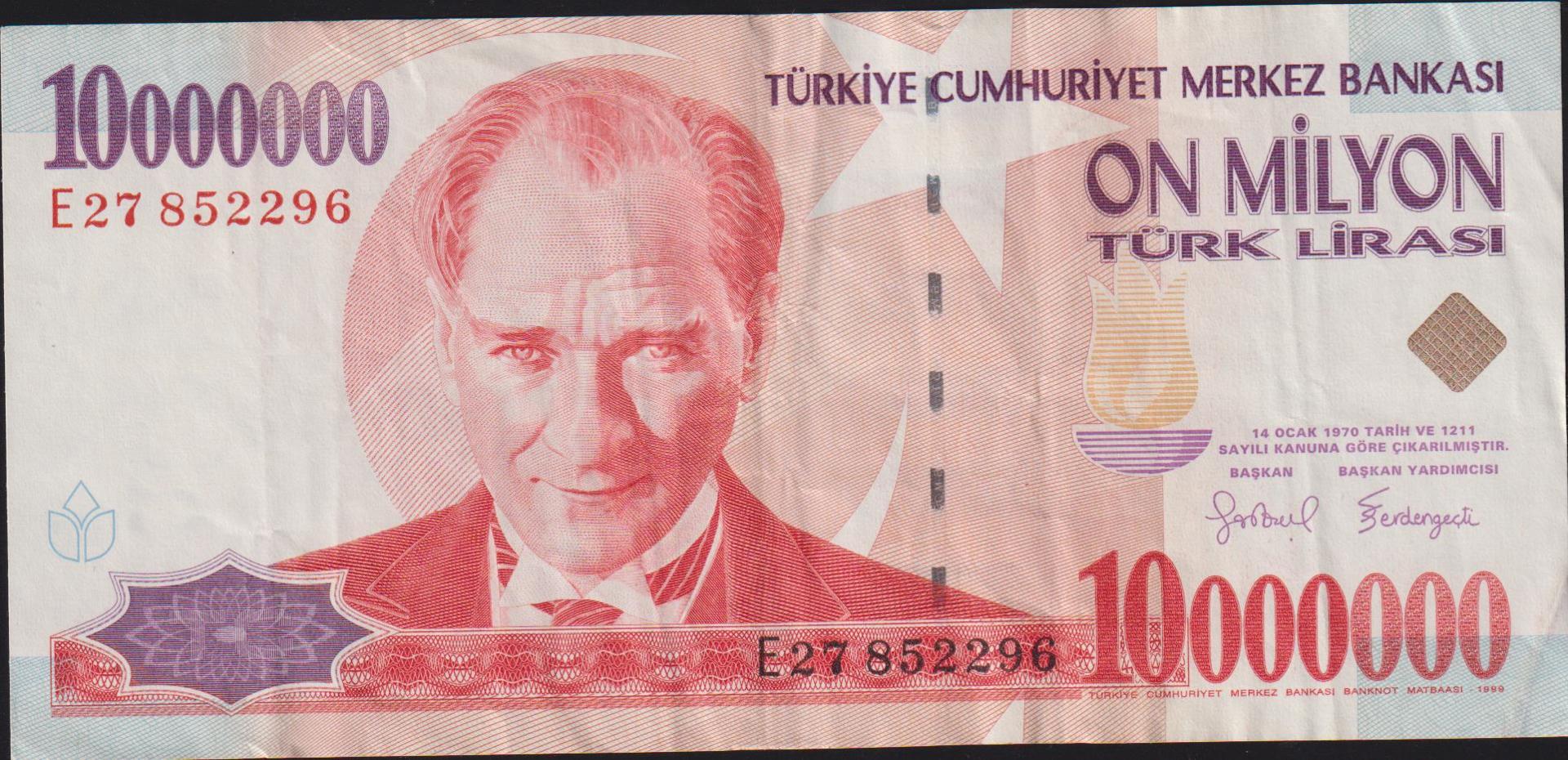 7.Emisyon 10 000 000 Lira E27 852296 Çok Temiz+