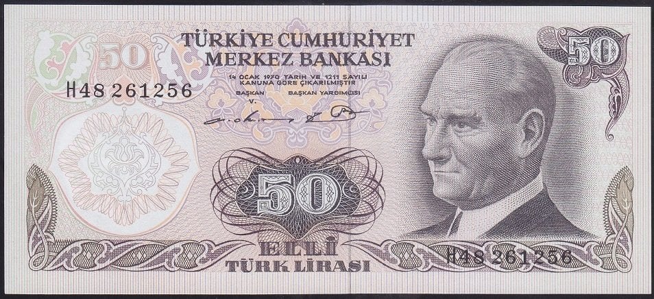 6.EMİSYON 1.TERTİP 50 LİRA H48 261256 ÇİL