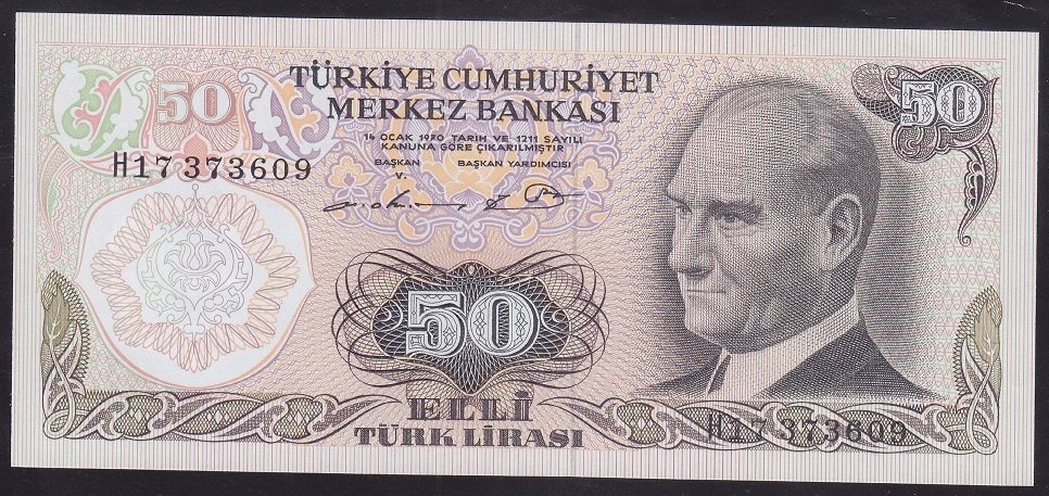 6.EMİSYON 1.TERTİP 50 LİRA H17 373609 ÇİL