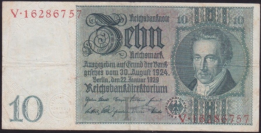ALMANYA 10 REİCHSMARK 1929 ÇOK TEMİZ