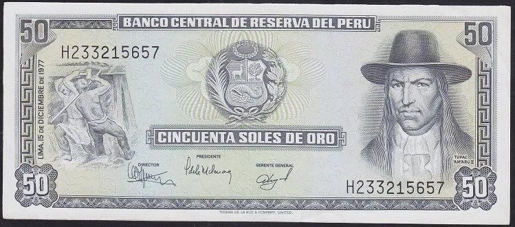 Peru 50 Soles De Oro 1977 Çilaltı Çil Pick113