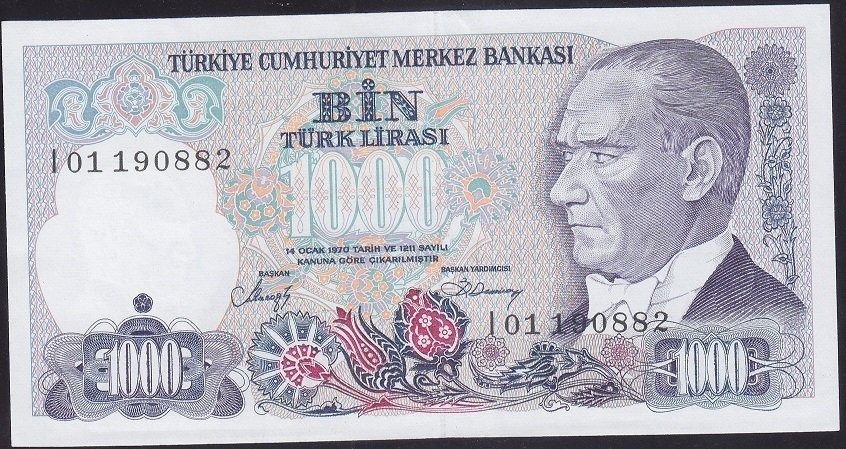 7.EMİSYON 2.TERTİP 1000 LİRA I01 190882 ÇİLALTI