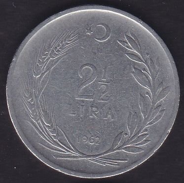 1962 Yılı 2.5 Lira Düz