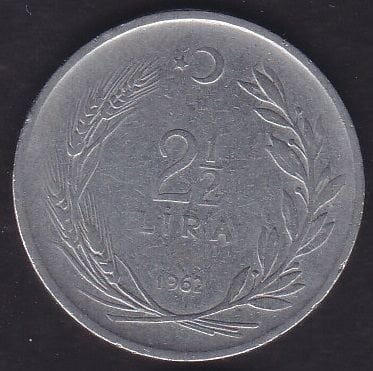 1962 Yılı 2.5 Lira Düz