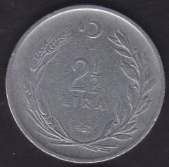 1962 Yılı 2.5 Lira Düz