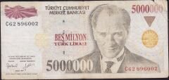 7.Emisyon 5 000 000 Lira C62 896002 Temiz