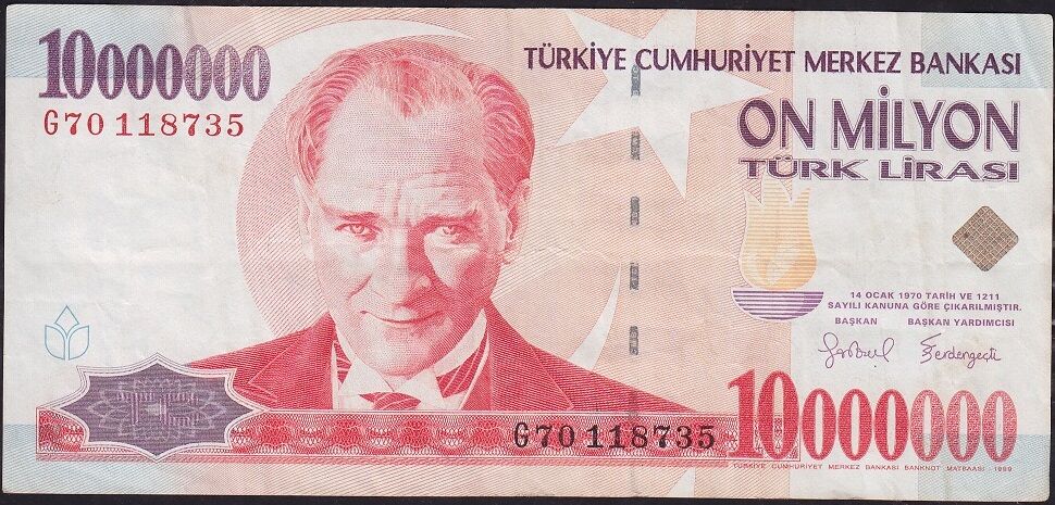 7.Emisyon 10 000 000 Lira G70 118735 Çok Temiz