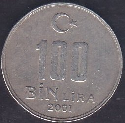 2001 Yılı 100 Bin lira Çok Temiz