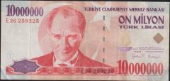 7.Emisyon 10 000 000 Lira E26 259225 Çok Temiz+
