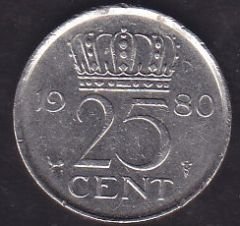 Hollanda 25 Cent 1980