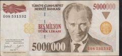 7.Emisyon 5 000 000 Lira G08 531532 Çok Çok Temiz