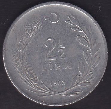 1963 Yılı 2.5 Lira Ters
