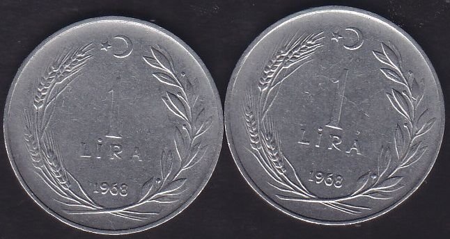 1968 Yılı 1 Lira (Ters Düz Takım)