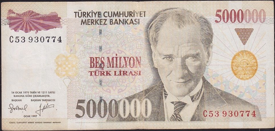 7.Emisyon 5 000 000 Lira C53 930774 Çok Temiz