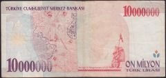 7.Emisyon 10 000 000 Lira A04 269275 Çok Temiz
