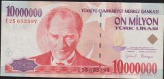 7.Emisyon 10 000 000 Lira E25 652397 Çok Temiz+