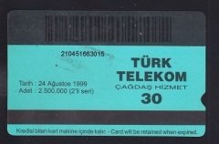 TÜRK TELEKOM 30 KONTÖR - CİRİT -24 AĞUSTOS 1999