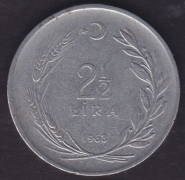 1963 Yılı 2.5 Lira Düz