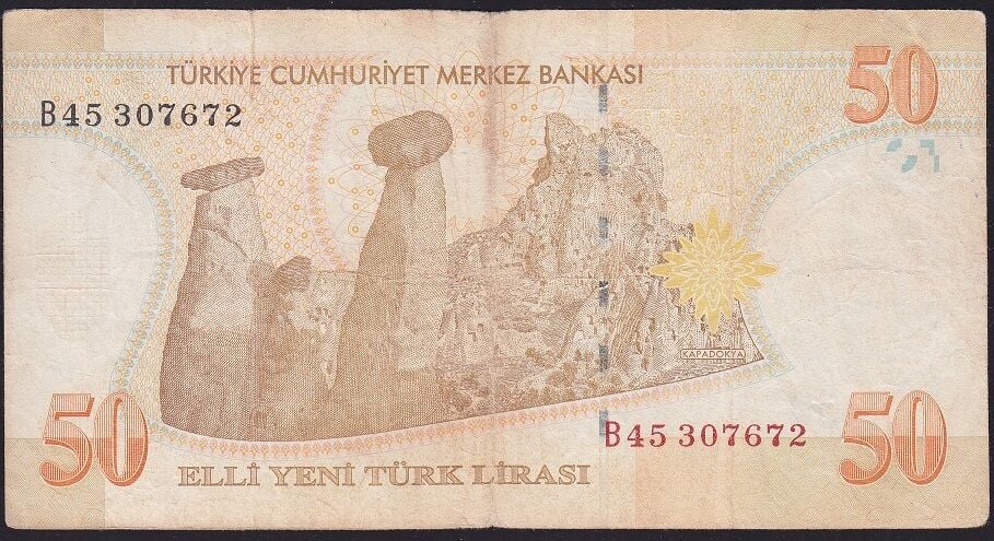 8.Emisyon 50 YTL B45 307672 Çok Temiz