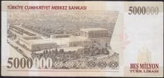 7.Emisyon 5 000 000 Lira C50 461138 Çok Temiz+