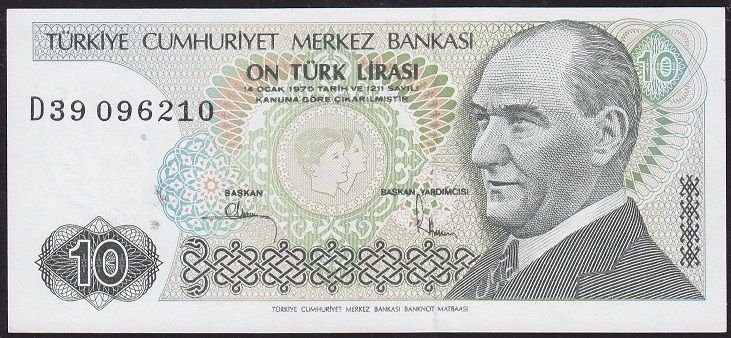 7.Emisyon 2.Tertip 10 Lira D39 096210 Çil