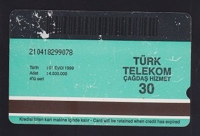 TÜRK TELEKOM 30 KONTÖR - TÜRK KİLİMLER MALATYA -01 EYLÜL 1999