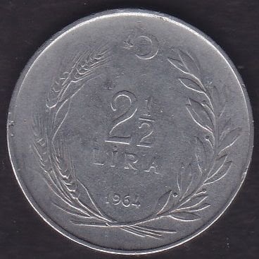 1964 Yılı 2.5 Lira Ters