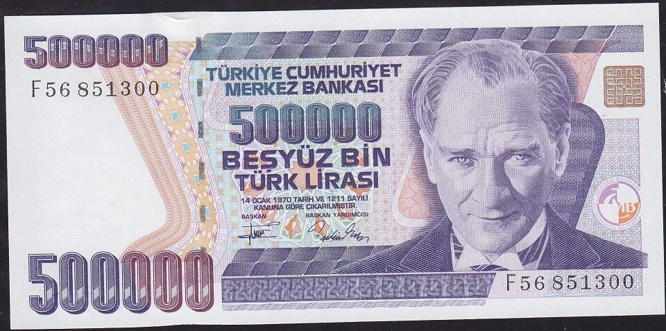 7.Emisyon 3.Tertip 500.000 Lira F56 851300 Çil