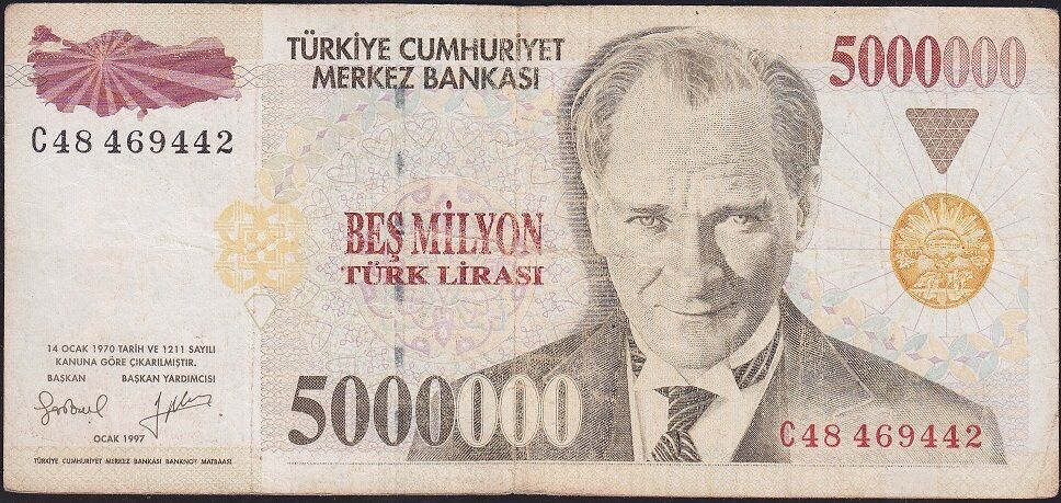 7.Emisyon 5 000 000 Lira C48 469442 Çok Temiz
