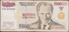 7.Emisyon 5 000 000 Lira C48 469442 Çok Temiz