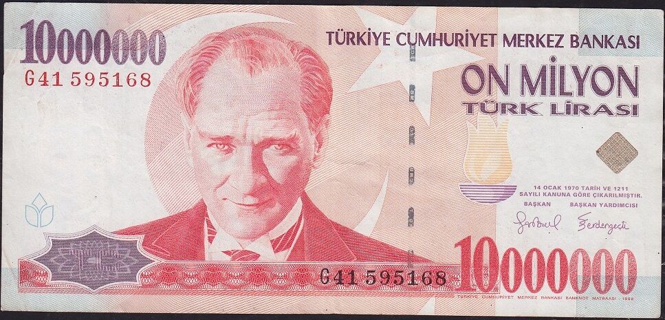 7.Emisyon 10 000 000 Lira G41 595168 Çok Temiz+