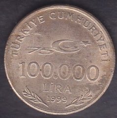 1999 Yılı 100 Bin lira Çok Temiz