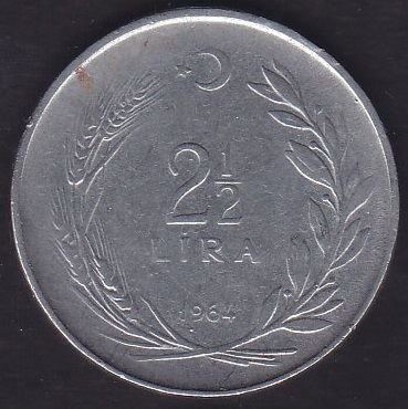 1964 Yılı 2.5 Lira Düz