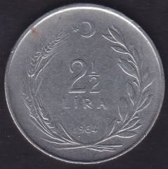 1964 Yılı 2.5 Lira Düz