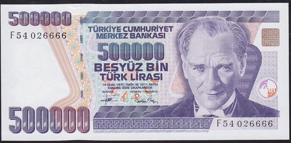 7.Emisyon 3.Tertip 500.000 Lira F54 026666 Çilaltı Çil