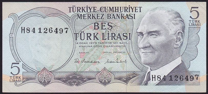 6.Emisyon 2.Tertip 5 Lira H84 126497 Çilaltı Çil