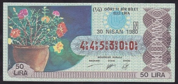 1980 30 NİSAN ÇEYREK BİLET - N SERİSİ