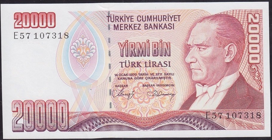 7.EMİSYON 1.TERTİP 20000 LİRA E57 107318 ÇİLALTI