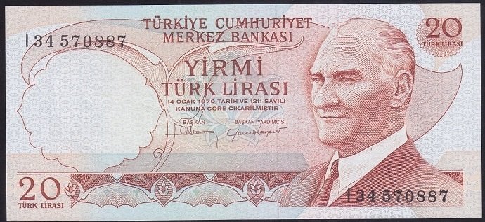 6.EMİSYON 4.TERTİP 20 LİRA I34 570887 ÇİLALTI