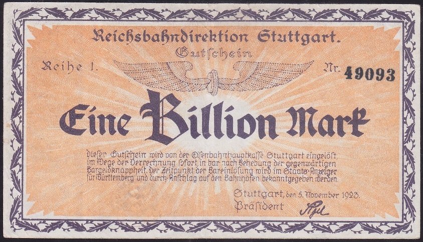 ALMANYA 1 TRİLYON MARK 1923 ÇÇT +