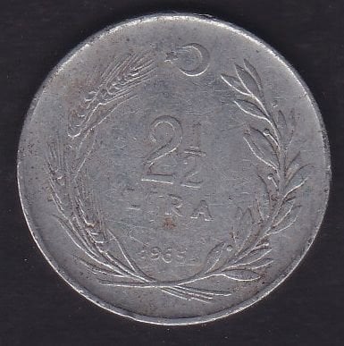 1965 Yılı 2.5 Lira Düz
