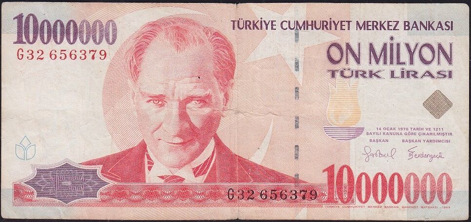 7.Emisyon 10 000 000 Lira G32 656379 Çok Temiz