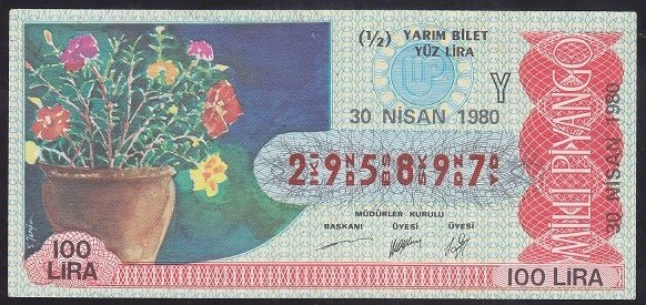 1980 30 NİSAN YARIM BİLET - Y SERİSİ