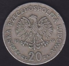 POLONYA 20 ZLOTY 1974 TEMİZ