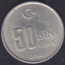 2001 Yılı 50 Bin Lira Çok Temiz